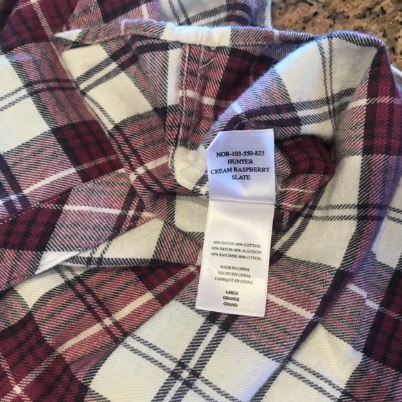 RAILS Hunter Plaid Shirt In Cream Raspberry Slate Size L - Picture 5 of 8
